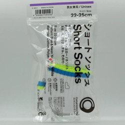 Family Mart Short Socks (small) - Blue & Neon Yellow